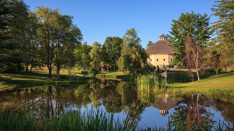 At the Inn at Round Barn Farm, guests will find 245 acres of meadows and ponds on property.