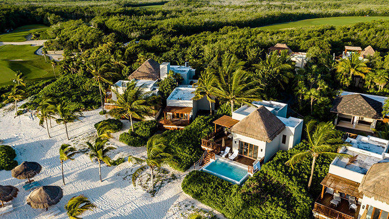 Beachfront casita suites feature a private terrace and a plunge or infinity pool.