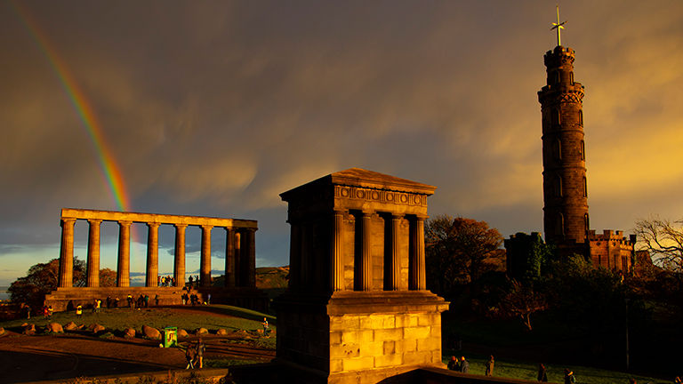 Calton Hill is home to multiple monuments far from the city’s busy streets below.