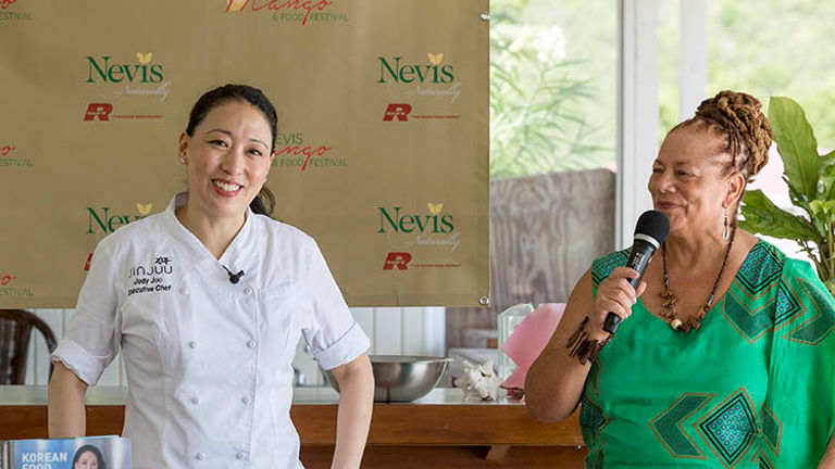 Chef Judy Joo at the 2016 Nevis Mango & Food Festival // © 2016 Paul Shoul