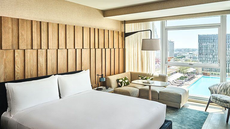 Guestrooms are stylish and technologically advanced.