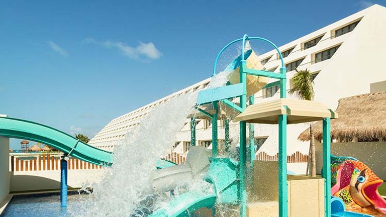 Kid-friendly activities include a fun waterpark, and a dolphin encounter is in the works. // © 2016 Hyatt Ziva Cancun