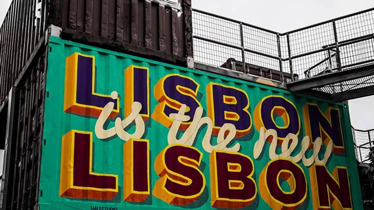 Lisbon, Portugal, is a hot spot for hip travelers; depicted is an art piece in LX Factory. // © 2018 Creative Commons user Antti Kailio