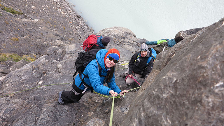 Patagonia's first via ferrata takes trekkers to Cagliero Sur Glacier, an off-the-beaten-path destination. // © 2018 Fitz Roy Expediciones