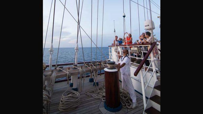 Star Clippers aims to sail rather than run its engine as much as possible. // © 2017 Mindy Poder