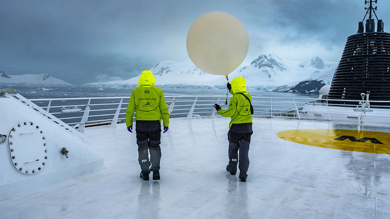 Viking launches weather balloons from its expedition ships.