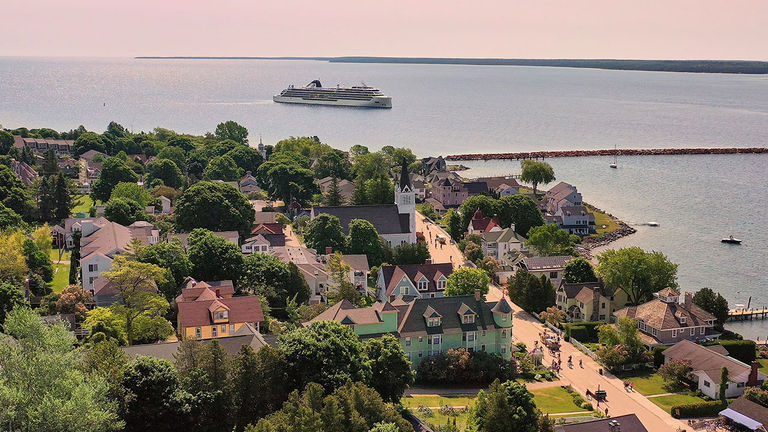 Viking offers cruises that visit U.S. ports, such as Mackinac Island.